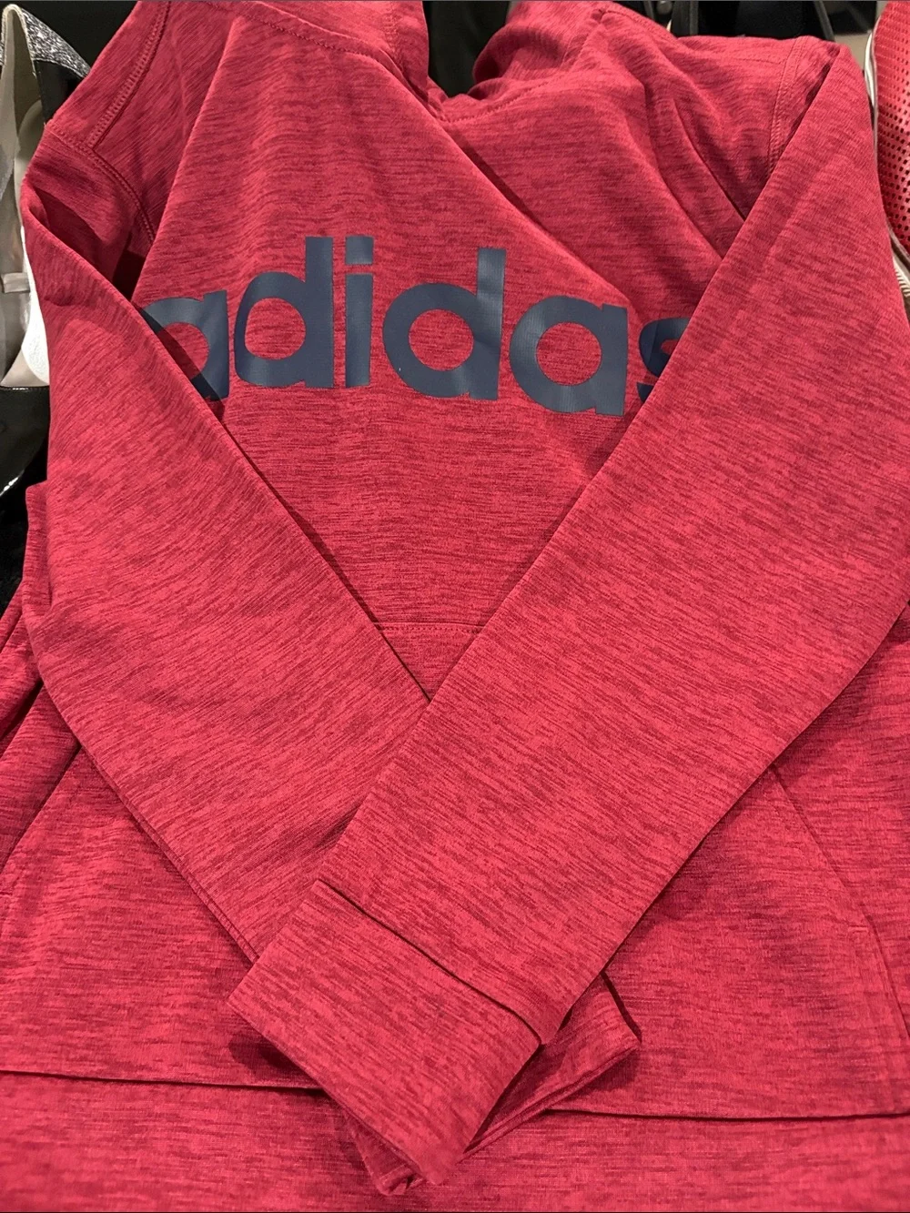 adidas Kids Red Heather Logo Hoodie